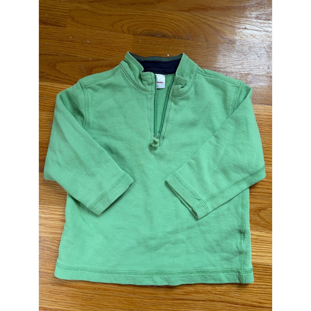 Hanna Andersson Green Quarter Zip French Terry Pullover Mock Neck Size 90 2T